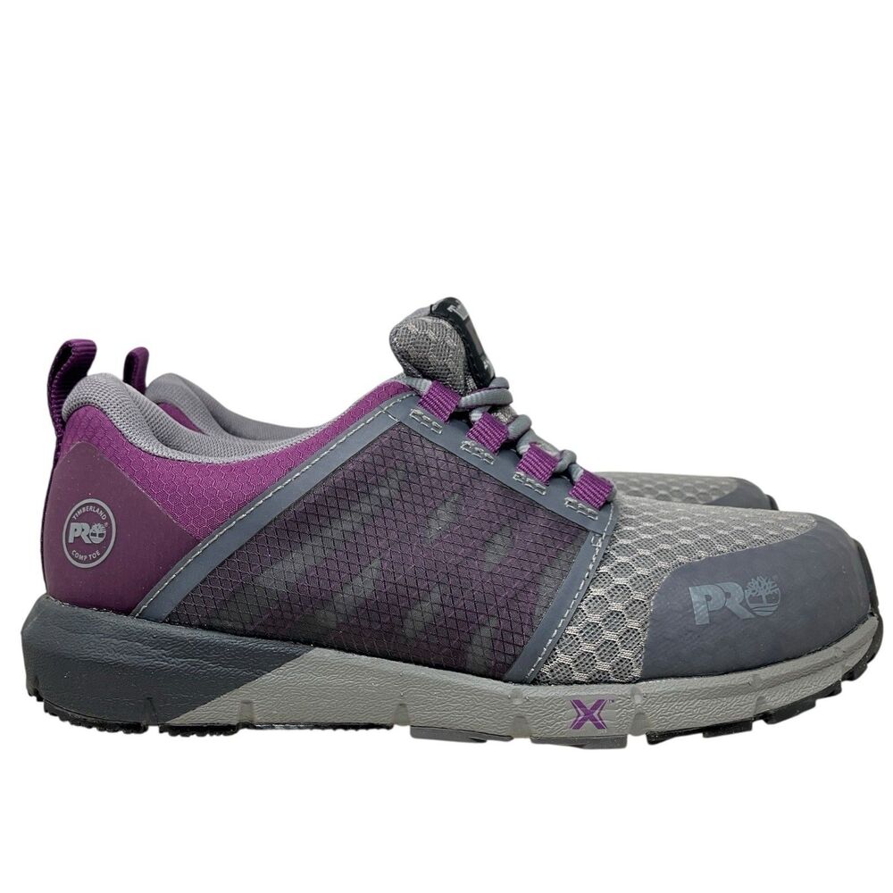 Timberland PRO Radius Gray Composite‎ Safety Toe Purple Work Shoes